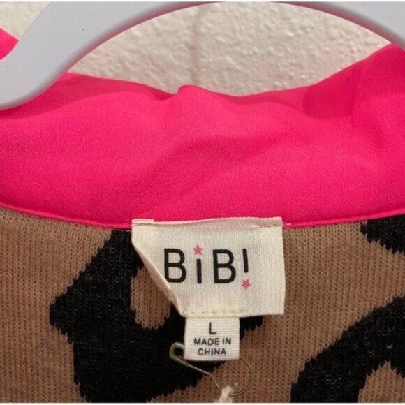 BiBi Leopard Print Oversized Shirt Jacket Boho Neutral Western Shacket - Picture 6 of 9